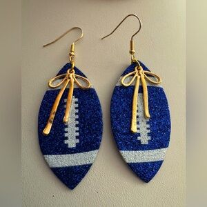 NEW Adorable Glitter Football Dangle Pierced Earrings